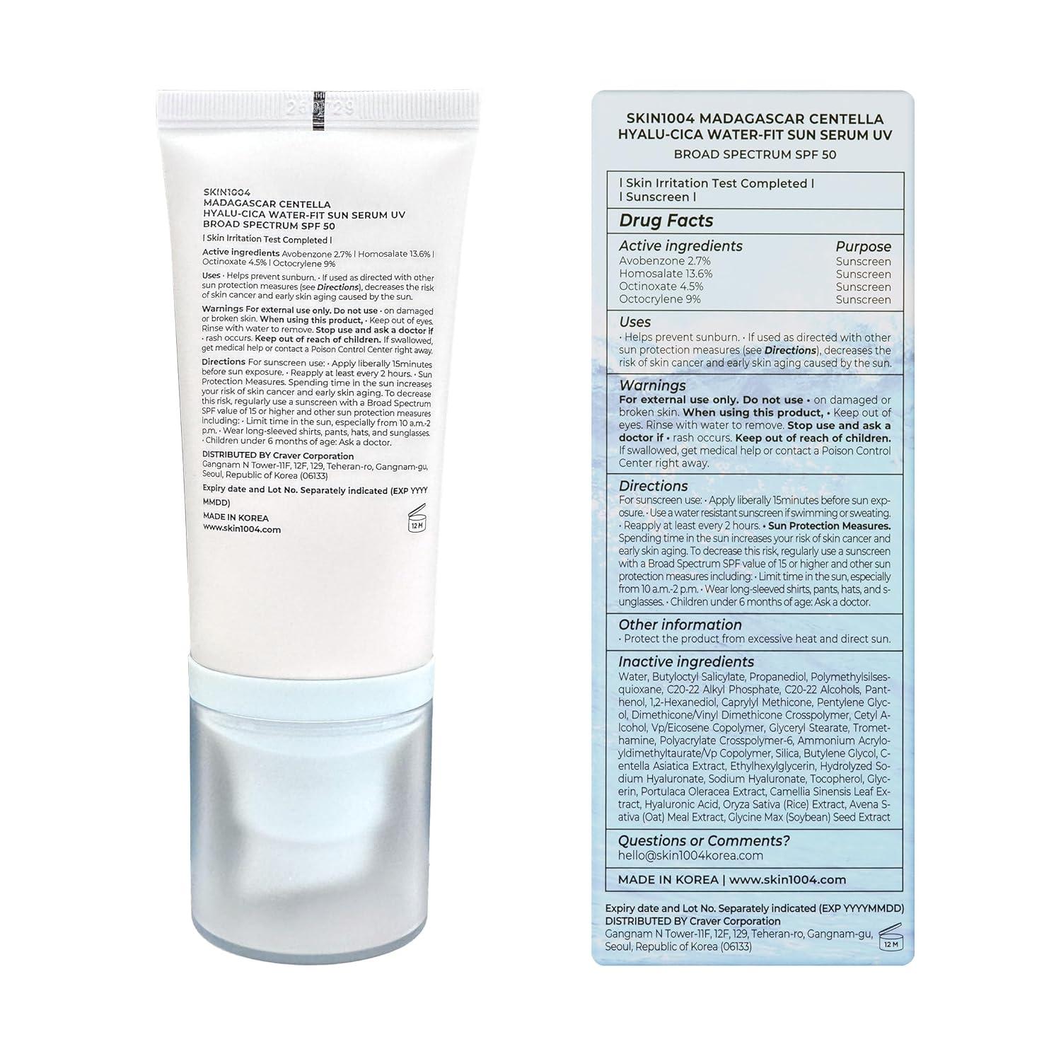 Madagascar Centella Hyalu-Cica Water-Fit Sun Serum UV 50ml (OTC) 8