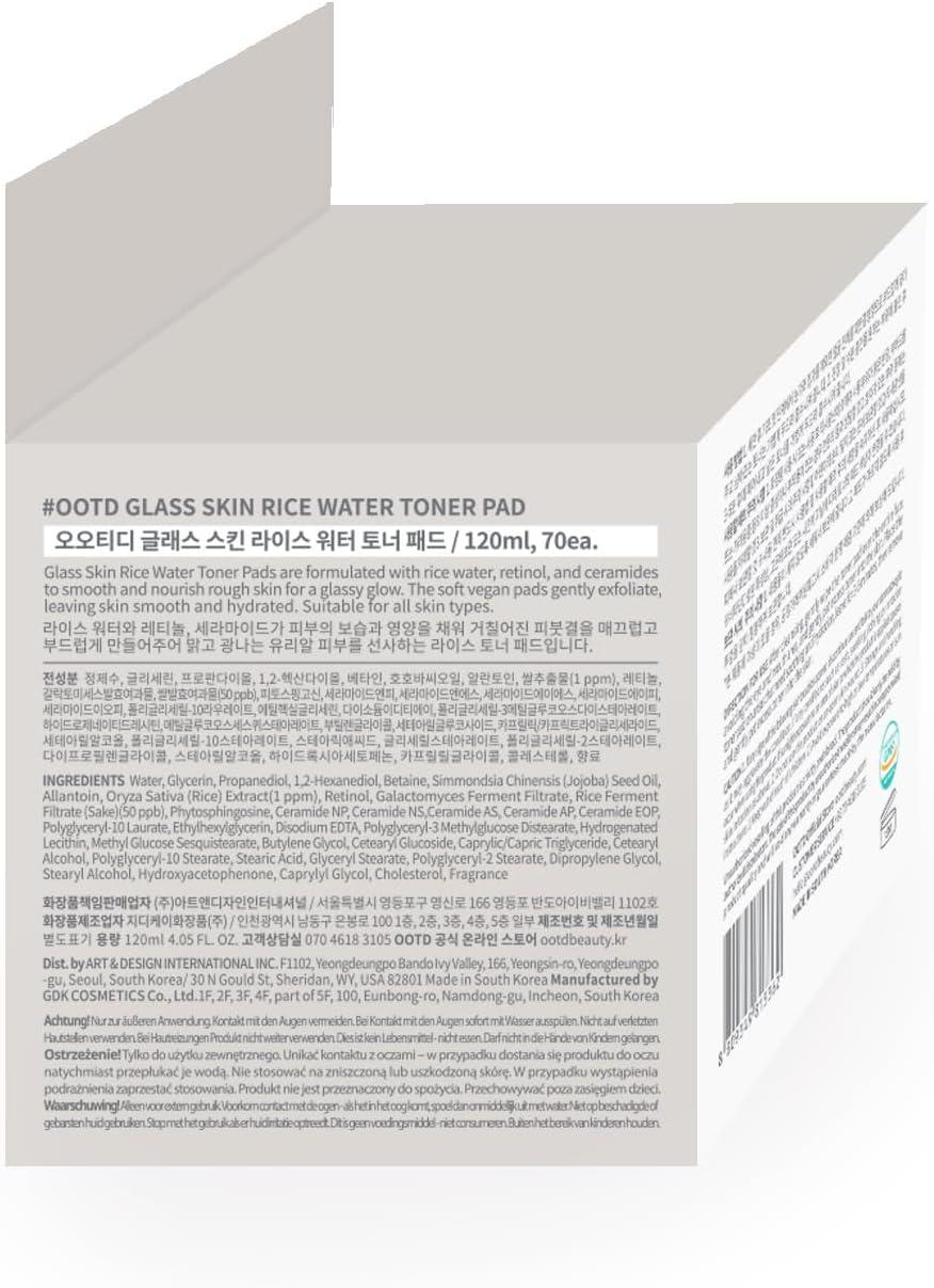 OOTD Glass Skin Rice Water Toner Pad 120ml (70pads) 6
