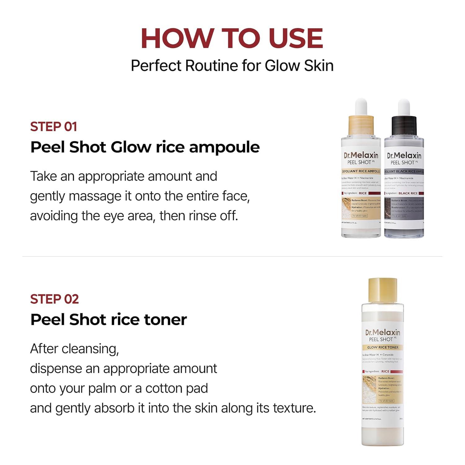 Dr.Melaxin Peel Shot Glow White Rice Toner 200ml 7