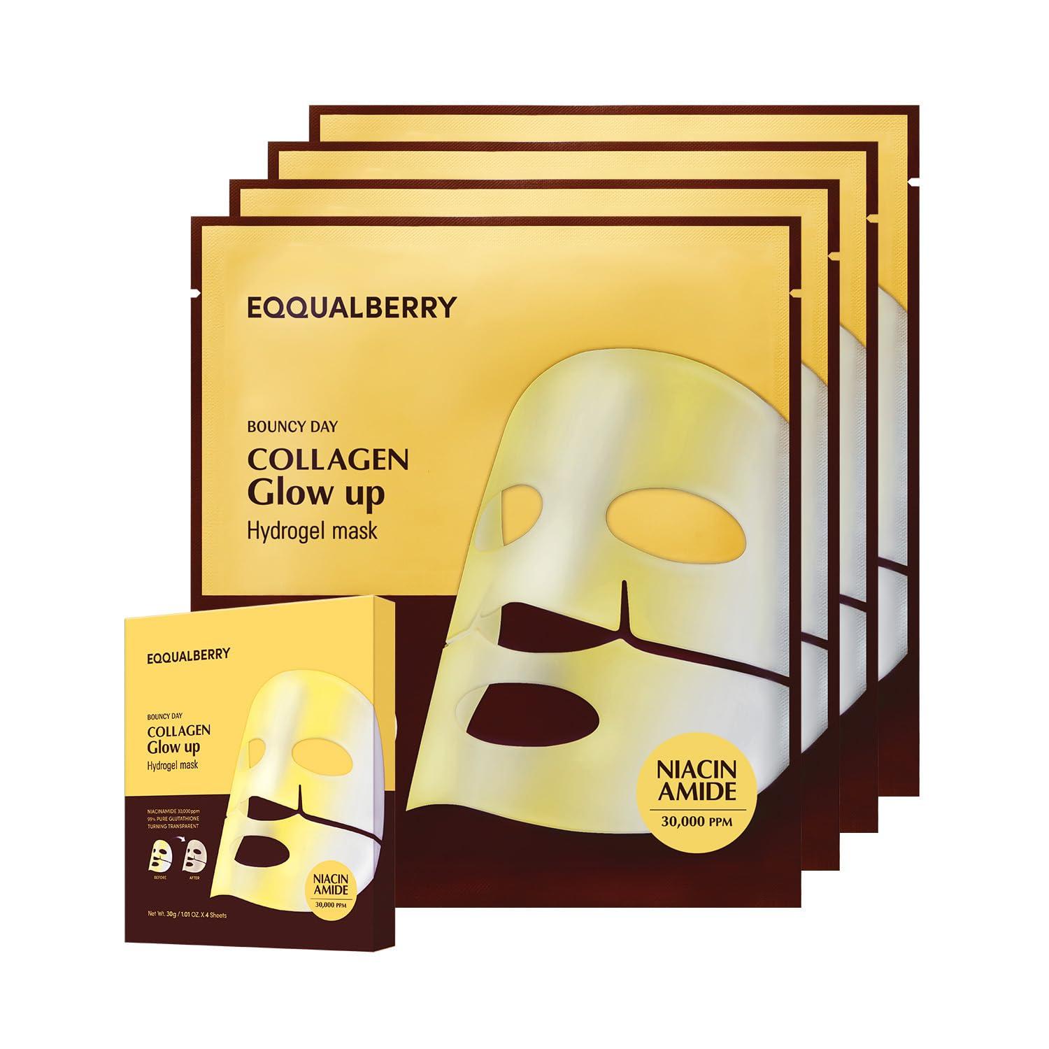 EQQUALBERRY Collagen Glow Up Hydrogel Mask 4ct 30g