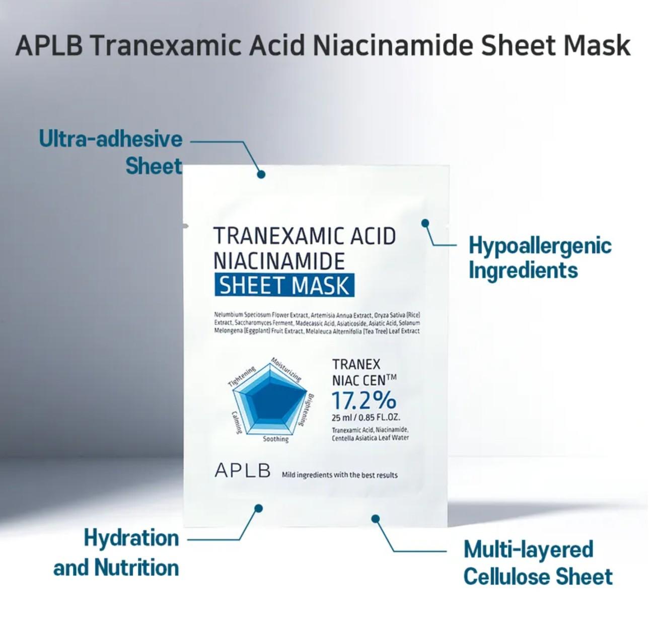 APLB TRANEXAMIC ACID NIACINAMIDE SHEET MASK 10 PCS 25ml 5